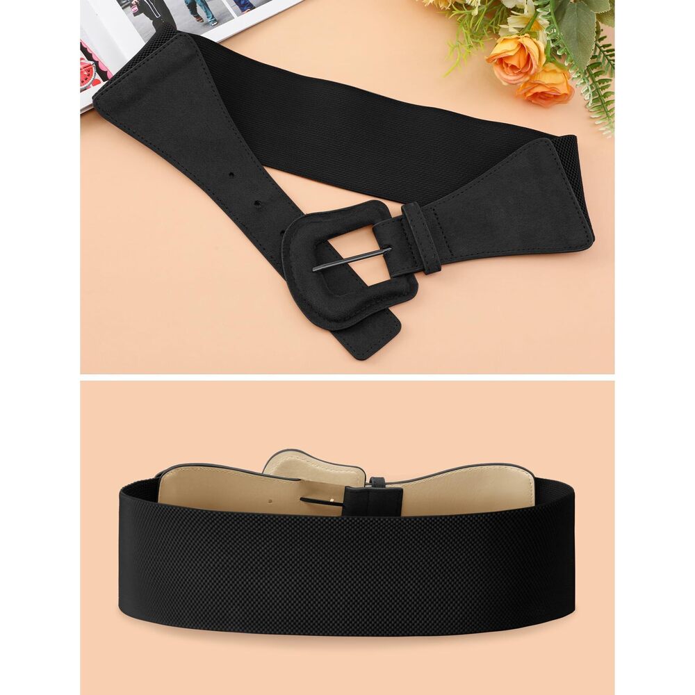 1124 3 Pack Suede Womens Elastic Wide Belts For Dresses Fashion - Picture 2 of 9